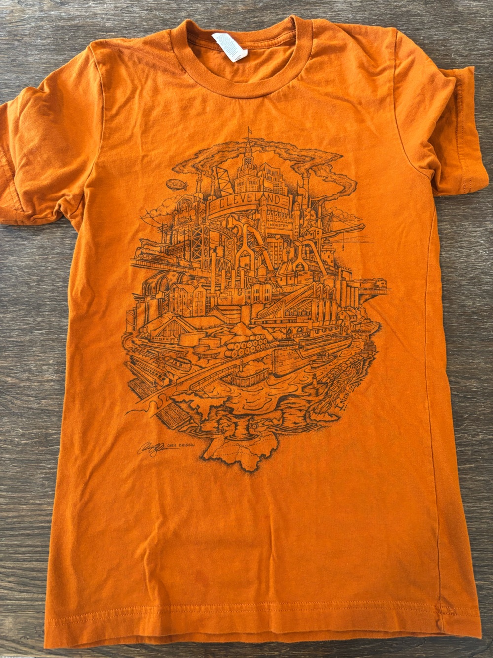 Orange Graphic Cleveland T-Shirt (small)